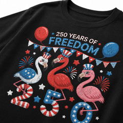 Flamingos Patriotic 250 Years of Freedom Spirit Men Women T-Shirt
