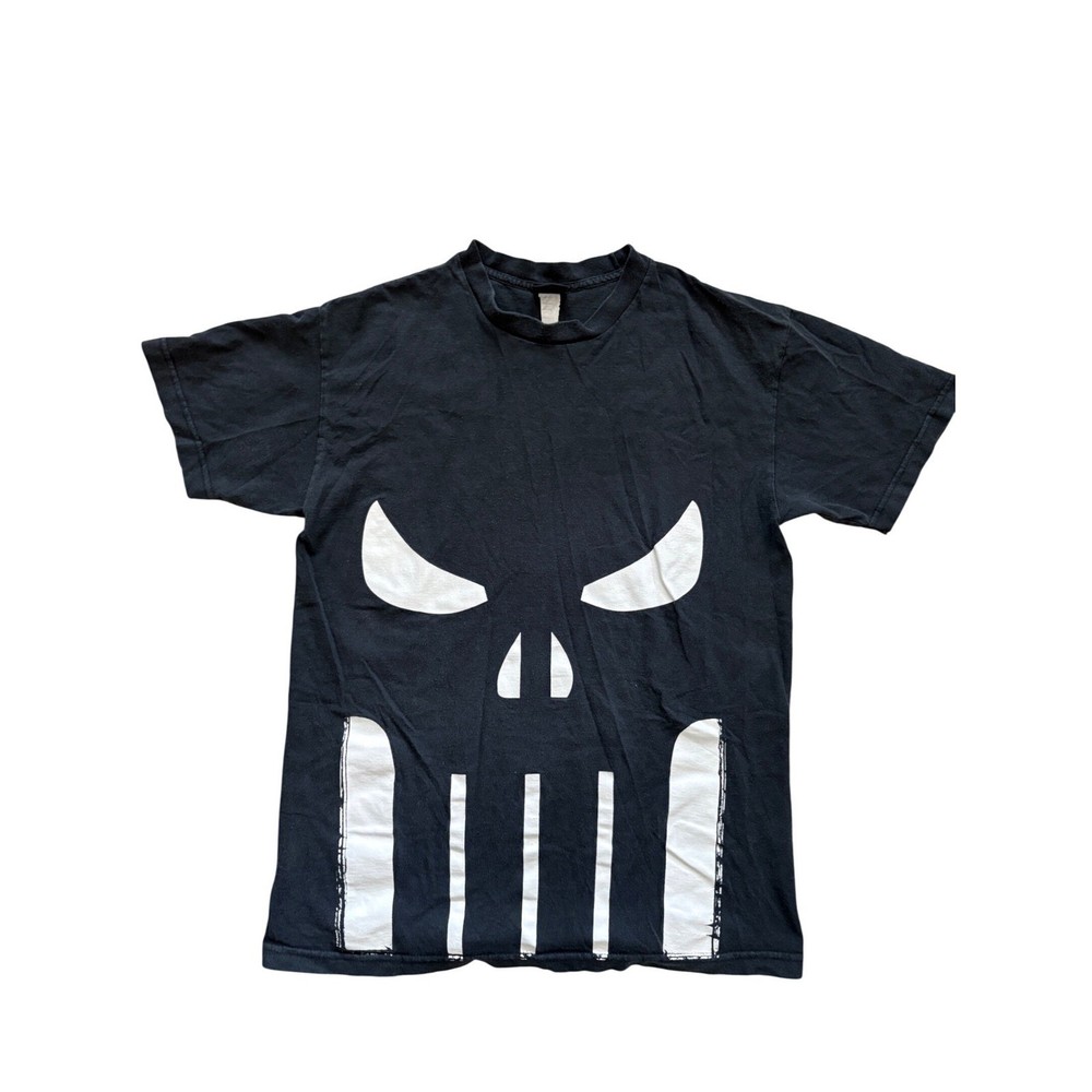 Vintage Marvel Mad Engine Punisher Skull Graphic T-Shirt Mens Black Tee