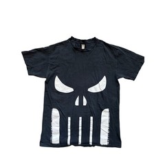 Vintage Marvel Mad Engine Punisher Skull Graphic T-Shirt Mens Black Tee