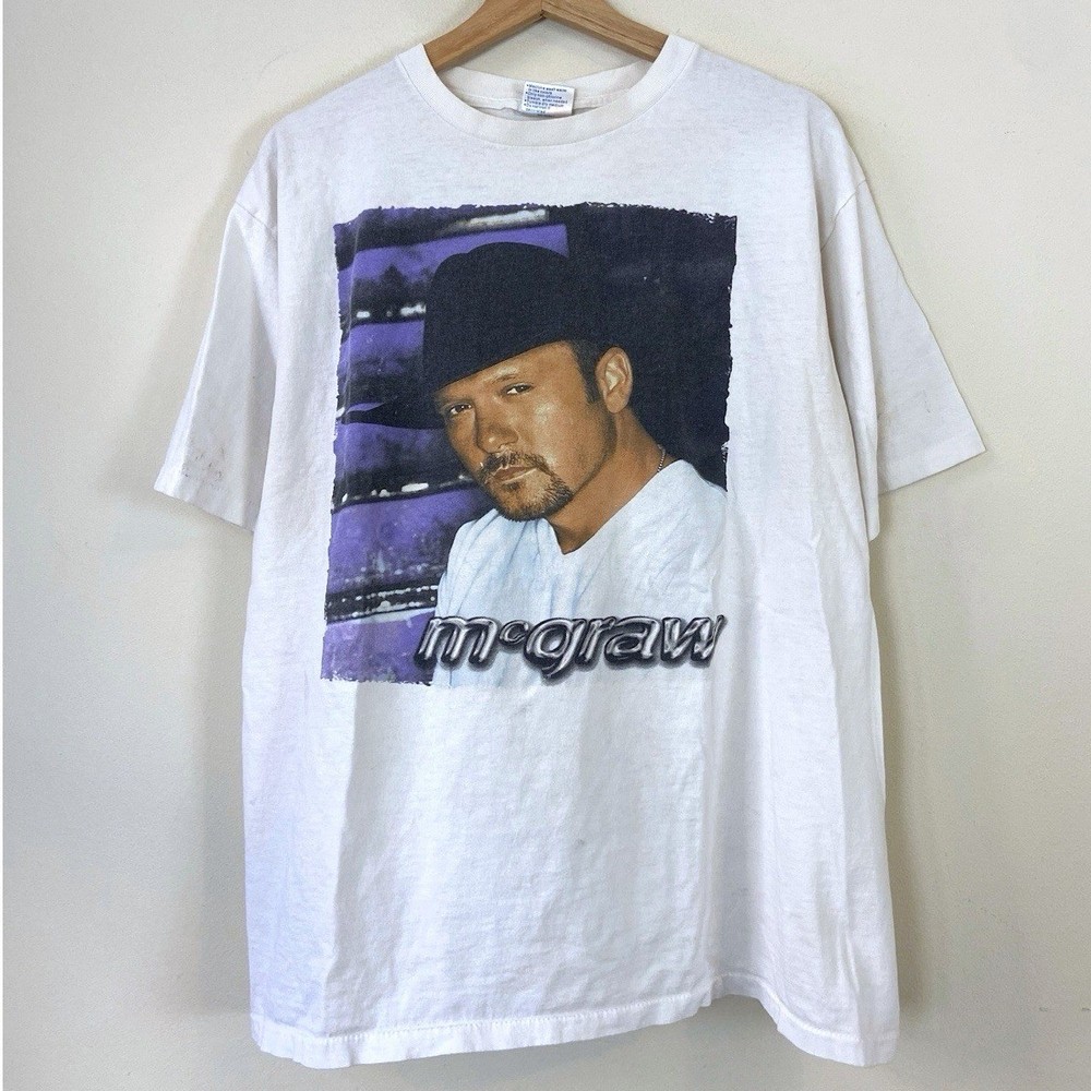 Vintage 90’s Tim McGraw Country Music Cowboy Tour Concert White Tee Shirt – L