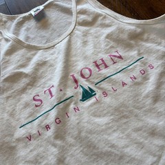 St John Virgin Islands Shirt Mens Medium White Tank Top Fruit Of The Loom Tee