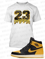 Sneaker 23 Dripping Graphic Tee Shirt to Complement Jordan 1 High OG Yellow