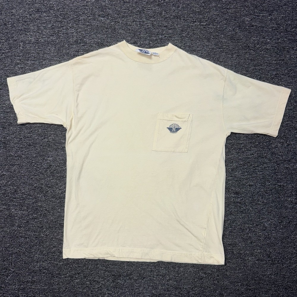 Vintage 90s Dockers By Levi’s Beige Cotton Casual Pocket T-Shirt Mens Sz M