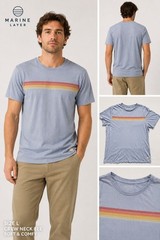 Marine Layer crew neck t-shirt distinctive multi-colored horizontal stripe Sz L