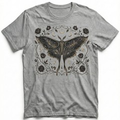 Luna Moth Galaxy Roses T-Shirt Gothic Witchy Celestial Boho Night Sky Gift Tee