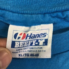 Vintage Hanes Beefy-T Shirt Mens XL Blue Made USA Cotton Blank Tee Top 90s SS