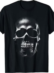Realistic Skull Graphic T Shirt Gothic Skeleton Horror Black Unisex Tee