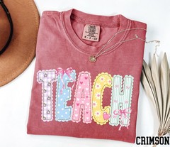 Teach Shirt Faux Lace Floral Teacher Appreciation Kindergarten Teacher Tee