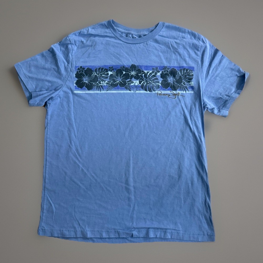Panama Jack Blue Floral T-Shirt Size Large 100% Cotton Excellent Condition