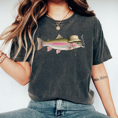 Funny Fishing Shirt Fishing Trout T-Shirt Funny Bucket Hat Fish Graphic Tee