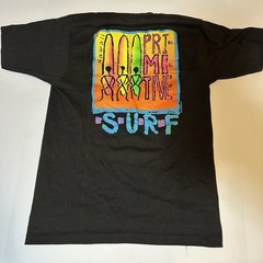 Vintage 90s Primitive Surf Team T Shirt Hawaii Neon Single Stitch Black Sz L