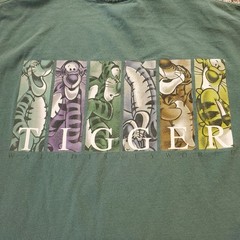 VTG Disney World Mens Medium Faded Green Tigger T-Shirt Double Sided 100% Cotton