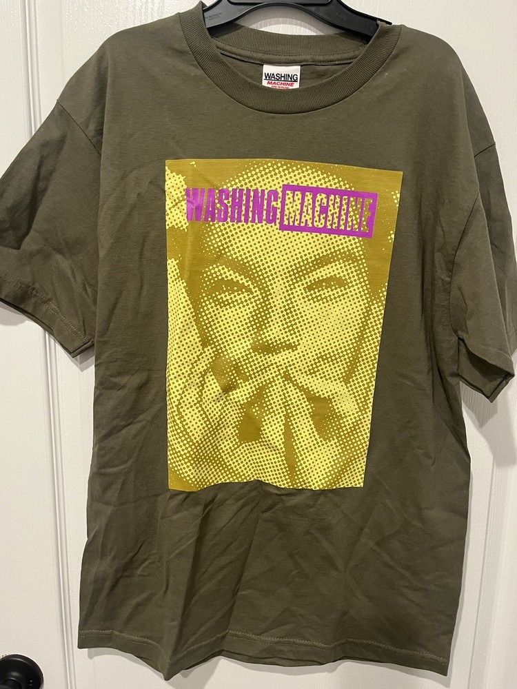Washing Machine Graphic T-Shirt Olive Green Face Print Tee Size M NWOT