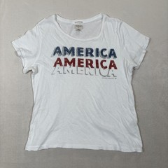 Denim & Supply Ralph Lauren Women Sz M America Graphic T-Shirt White *READ*
