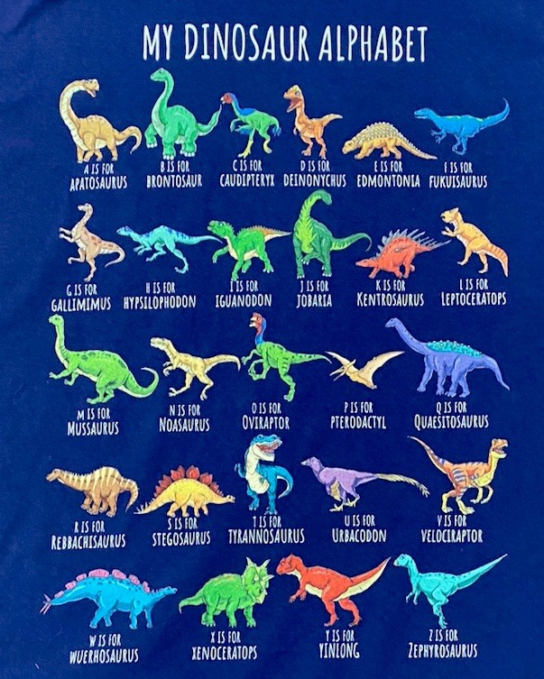 Dinosaur Alphabet Port & Company Ringspun Fan Favorite T-shirt Large
