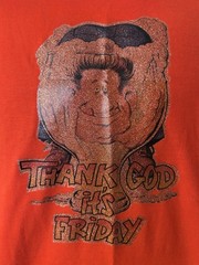 Thank God It’s Friday tgif Drunk Beer Vintage Vinyl 80’s? Red Tee iron On XL