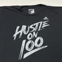 Adidas The Go-To Tee Hustle On 100 Graphic Spell out Black Cotton Shirt Men’s XL