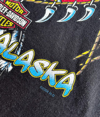 Y2K Harley Davidson T Shirt 2XL Taku Alaska Wolf Bear Eagle Animal Biker Grunge