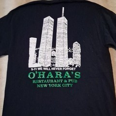 O’Hara’s NYC 9/11 Double-Sided Graphic Logo Tee M Black Crew Neck Mens