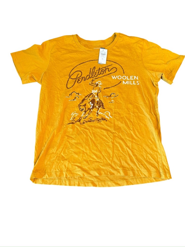 Pendleton Woolen Mills Men’s T-Shirt Cowboy Logo Size M Yellow NWT SMRP $34