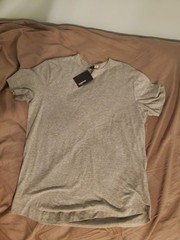 Buck Mason Mens Medium Heather Gray Pima Curved Hem T Shirt