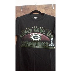 Reebok T-Shirt Mens Small Black Super Bowl XLV Green Bay Packers Champions
