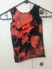 Hooters Cropped Tank Top Pasadena Black Pink Bleach Tie Dye Owl Womens XX-Small