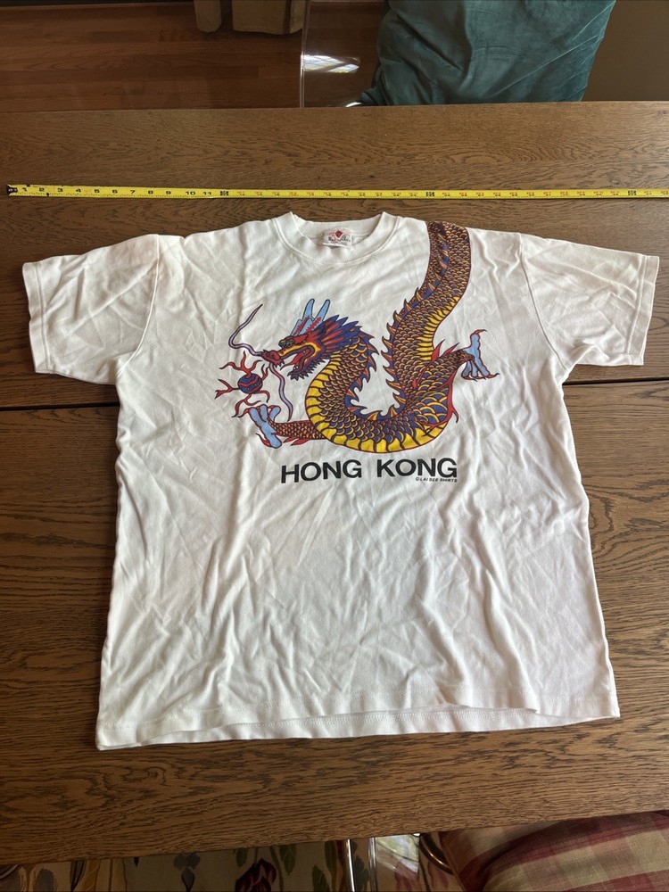 Lai See T-Shirt Hong Kong White XL Dragon Graphic T