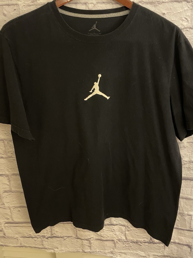 Air Jordan Cotton TShirt Mens XL Black Solid Jumpman Flight Logo Tee