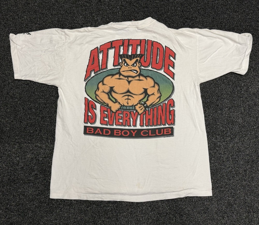 Vintage 90s Bad Boy Club Attitude Is Everything T Shirt Men’s XL Grunge