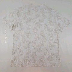 Express Men’s Relaxed Fit T Shirt White Beige Floral Print Size M Cotton