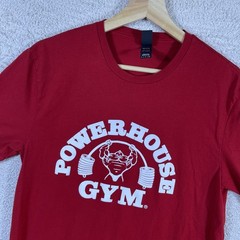 Powerhouse Gym T-Shirt Adult Small Red Bodybuilding Lifting Logo Cotton Y2K