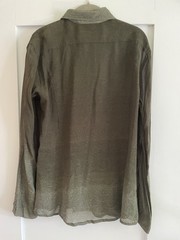 Henry Duarte Olive Ombre Paisley Shirt Pearl Butts Bell Sleeves Y2K 2000sUSA M