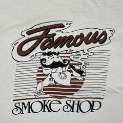 Vintage Famous Smoke Shop Shirt Mens XL White Graphic Hanes Beefy-T Made USA 90s