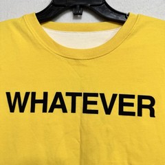 Reversible Graphic T-Shirt | “Whatever” Yellow “Life Sucks” Skull Cream Large