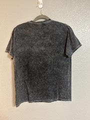 Mens Black Acid Wash gray green yellow graphic t-shirt size small