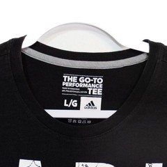 Adidas Size L Go-To Performance Tee Black White Graphic Logo