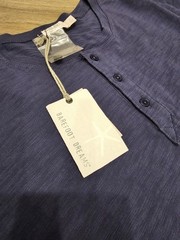 Barefoot Dreams Henley Shirt w/placket Cotton Long Sleeve Sz L