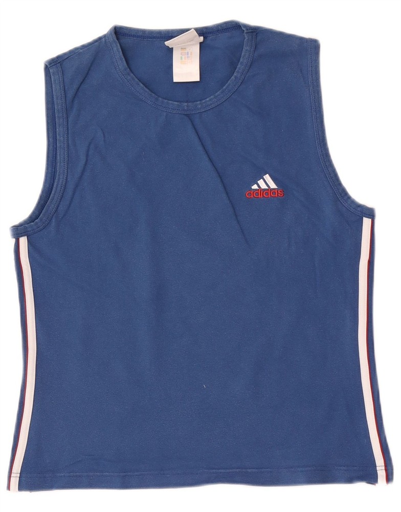 Adidas Mens Vest Top UK 36/38 Small Blue Cotton JG10