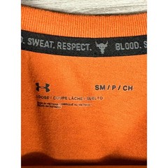 Under Armour Project Rock Iron Paradise Shirt Mens Small Orange Brahma Bull Tee