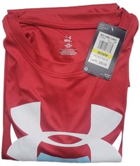 Under Armour Mens Red Performance Gym Training Shirt Athletic Workout Tee Logo