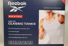 Reebok 3 Pack Ribbed Tanks White BIG 3XL, 100% Cotton, Tag-Free FREE SHIPPING!