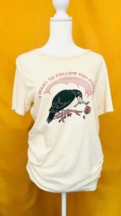 Graphic Tee T-Shirt Top – Crow and Rose Print Emo Goth S