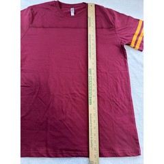 Royal Avalon Sport Mens Maroon Varsity Stripe Sleeve Cotton T-Shirt L