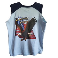 Biker Sleeveless Tee with Born Free Eagle USA Large 100% Cotton Large Pacific