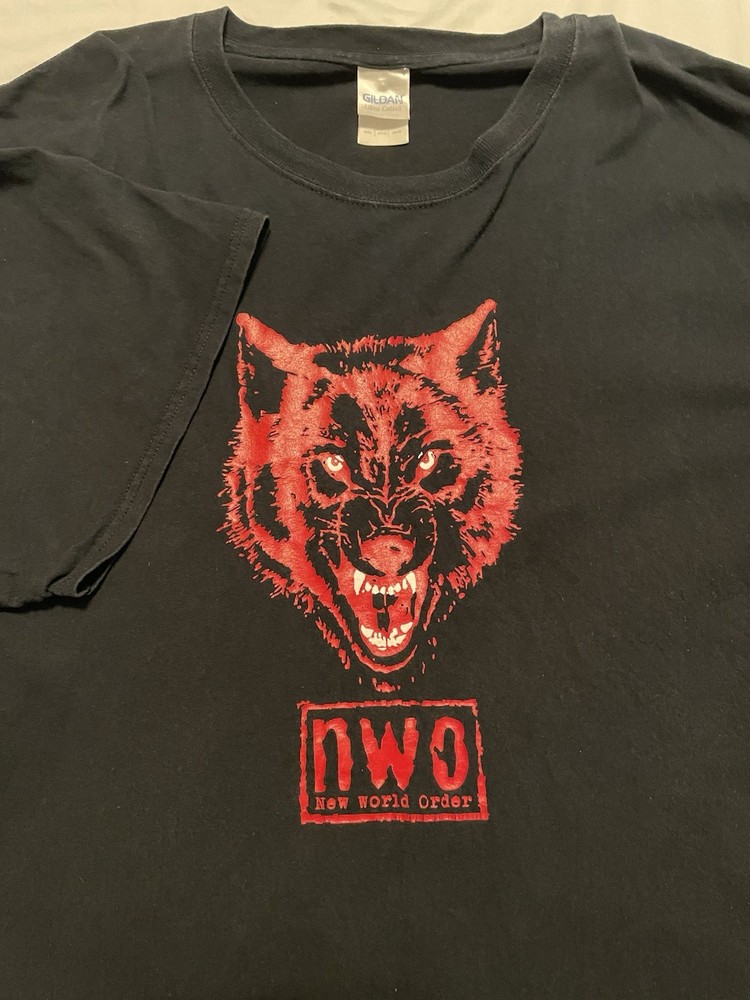 nWo Wolfpack WCW Wrestling Face 2-Sided Mens•4XL TShirt Hey Blue #13 Cotton
