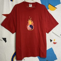 Vintage 2001 Yin Yang Flames Tshirt Y2K 2XL Skater Surf Cyber Fire Goth Grunge