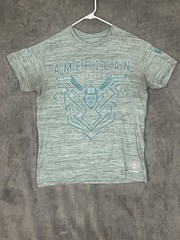 Buckle American Fighter Shirt Mens Medium Blue Double Sided MMA Sports USA