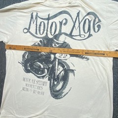 Motor Age Speedway Motorcycle Graphic TShirt Sz XXL Mens Cream Biker Retro 1931