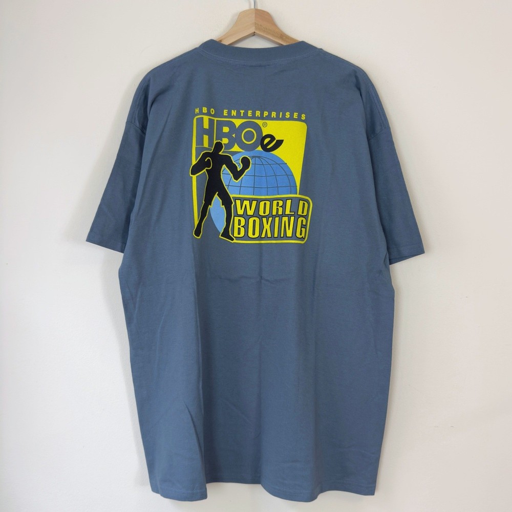 Vintage 90’s HBO Sports World Boxing Tyson NWOT Blue Green Tee Shirt XL